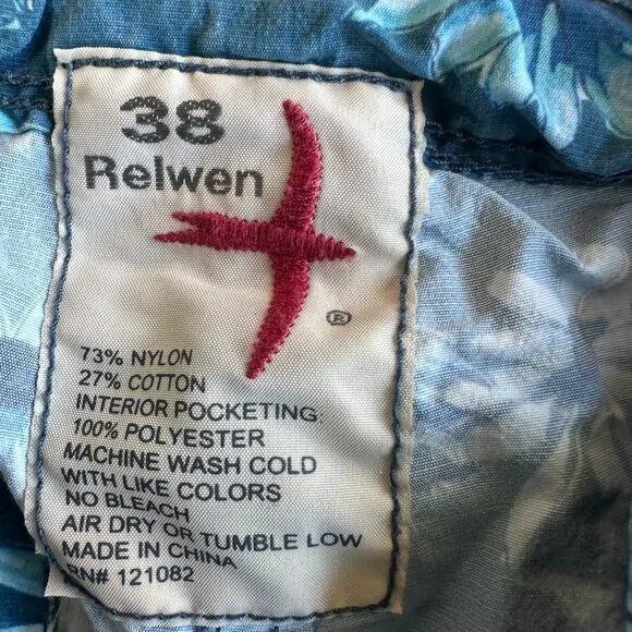 Relwen Blue Floral Pattern Trunks.Size 38